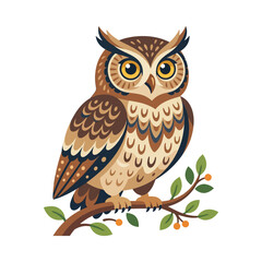 Obraz premium Wise wild owl bird clipart vector illustration for creative designs