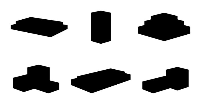 Geometric Building Blocks Set, 3D Isometric Shapes, Architectural Elements Collection, Construction Icons, Abstract Forms