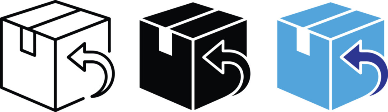 Product receive unboxing and cargo freight distribution vector icons illustration element.