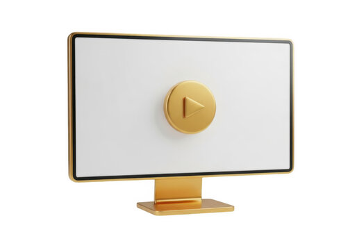 A gold computer monitor with a white screen and a gold knob