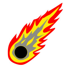Cartoon illustration of a fiery comet with a blazing tail, dynamic and full of energy © Achmad