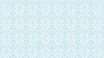 Fototapeta premium Light blue damask pattern wallpaper texture suitable for design backgrounds and decorative projects.