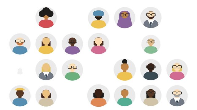 Set of diverse people avatars with different hairstyles and accessories
