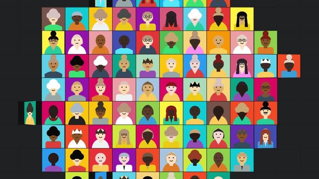 Diverse group of people avatar icons set, flat vector illustration of various characters