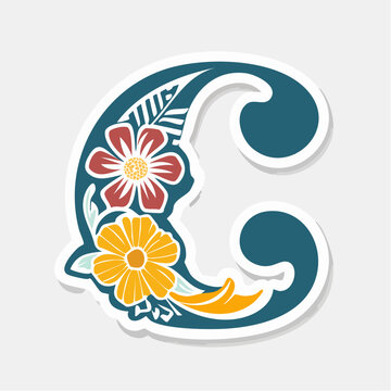 Decorative Letter C with Flowers