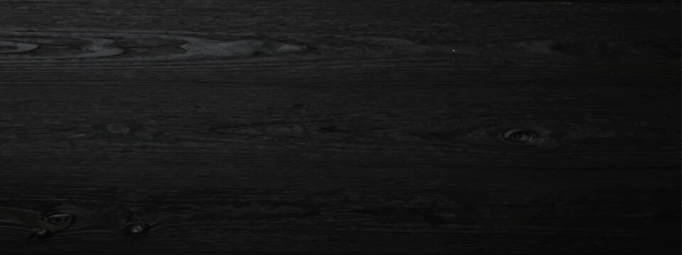 Dark black wooden texture background with natural grain and knots.