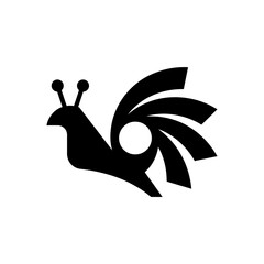 Black silhouette of a stylized snail with prominent shell design © gabriell