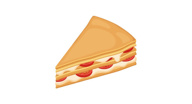 Layered crepe slice with tomato and cream filling