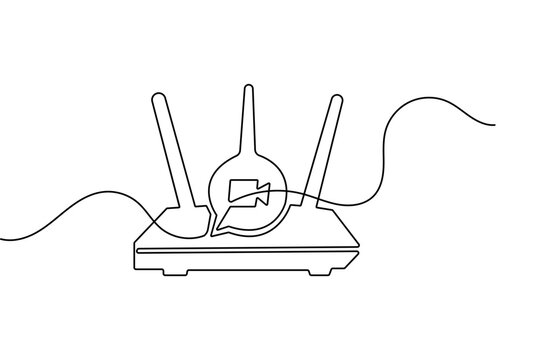 Wifi router icon continuous one line drawing with video conference call concept