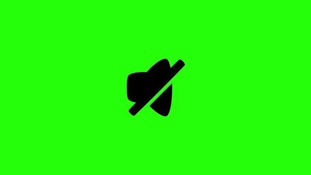 Beautiful 4K motion asset containing a megaphone speaker symbol with a cross silent mute indicator bouncing. Clean popup graphic for video player interface.