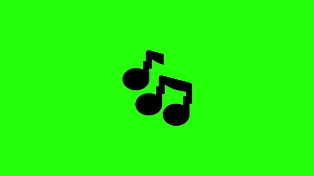 Professional 4K motion graphic of a double music notation surrounded by rapid vibration dynamic soundwaves bouncing. Creative popup asset for heavy club bass system.