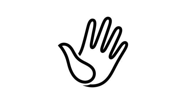 A simple line drawing of an open hand with fingers spread apart on a white background.