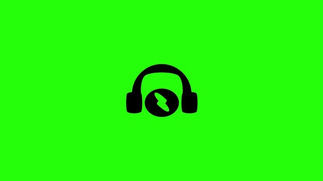 4K motion clip of an aggressive stereo headset holding an electric lightning energy emblem for heavy rock tracks bouncing. Playful popup element for gaming