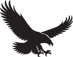 Fototapeta premium Dramatic Black Silhouette of Abstract Bird in Flight Against Bright Sky Background