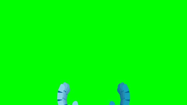 Making high five sign, clapping, cooperation of one robot with another. Working together with AI, AI help or support coworker, assistance, partnership concept. 2d flat animation. Alpha channel
