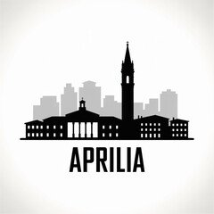 Obraz premium Aprilia Italy Skyline Silhouette — A Contemporary Civic City in Lazio Vector Illustration