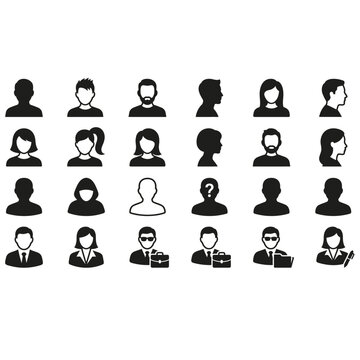 Minimalist User Profile Avatars and Business Person Silhouette Icon Set