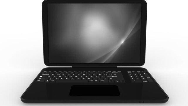 Il laptop si apre e si chiude mostrando il movimento di un pendolo di Newton. Video ideale per concetti di energia, impulso, causa‑effetto, equilibrio, dinamica, business e produttivit&agrave;.