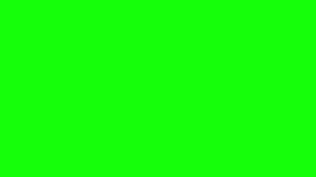 Dynamic cartoon explosion animation effect isolated on a bright green screen background.