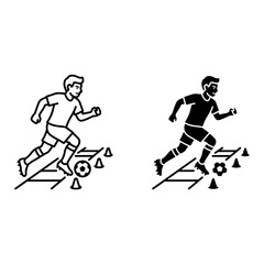 Fototapeta premium Soccer Training Icons, Football Agility Drills, Athlete Speed Workout, Sports Practice Vector