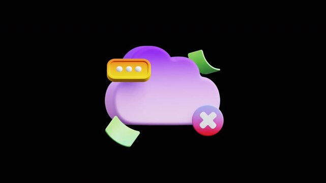 Cloud Error 3D Icon Loopable Animation