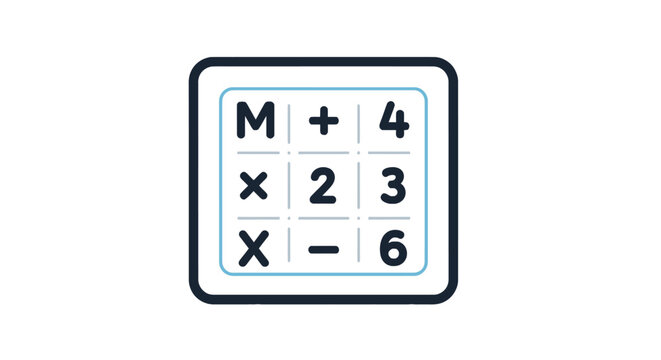 Mathematical calculator interface with numbers and operators