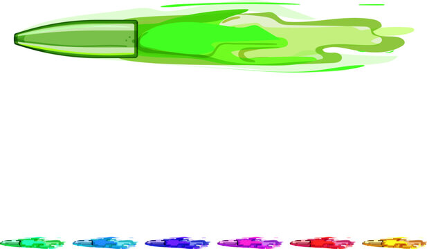 fast bullet flying cartoon. gunshot flight, flash silver, shot action fast bullet flying sign colorful illustration