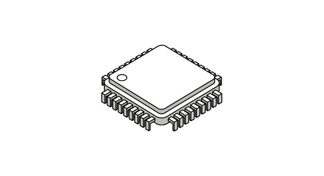 Isometric computer processor microchip icon