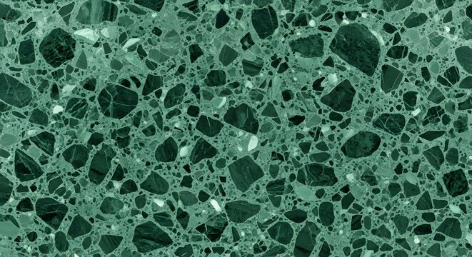 Teal terrazzo background with small and large stone pieces.