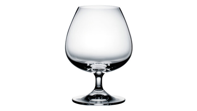 Clear glass brandy snifter with stem and foot
