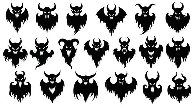 Collection of various demon silhouettes.