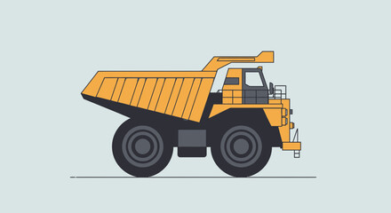 Yellow Mining Dump Truck, Heavy Machinery, Industrial Vehicle, Construction, Transportation © Kasan