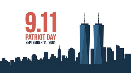 Fototapeta premium 911 patriot day memorial graphic with twin towers silhouette