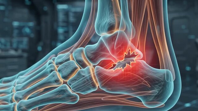 Futuristic X Ray Scan Painful Foot and Ankle Bone Injury