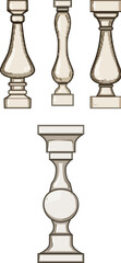 Obraz premium Various stone balusters presenting classical and modern decorative architectural elements, providing a versatile collection for design, construction, and ornamental projects on a clear background