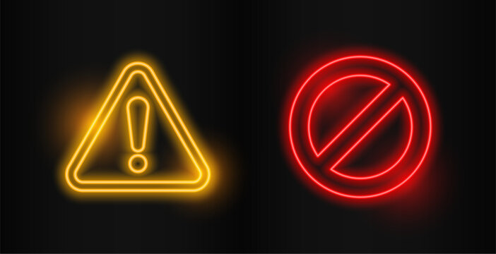 glowing neon warning alert symbol background design