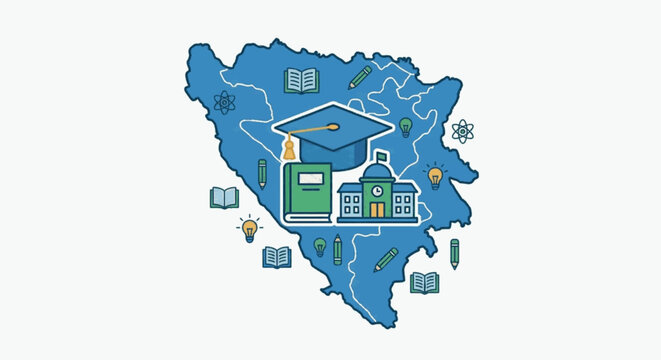 Bosnia and Herzegovina Education Concept with Symbols.