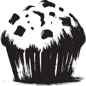 Minimalist Sumi-e Style Cornbread Muffin Illustration with Ink B