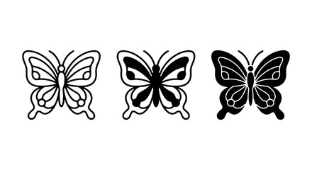 Fototapeta premium Butterfly Icons Set, Vector Graphics, Delicate Insect Silhouettes, Nature Elements
