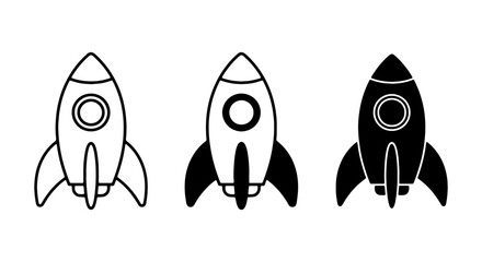 Rocket Ship Icons, Spacecraft Vector Graphics, Sci-Fi Exploration Symbols, Futuristic Launch Set © MST