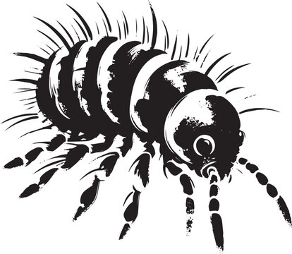 A stylized sumi-e illustration of a springtail insect in detaile