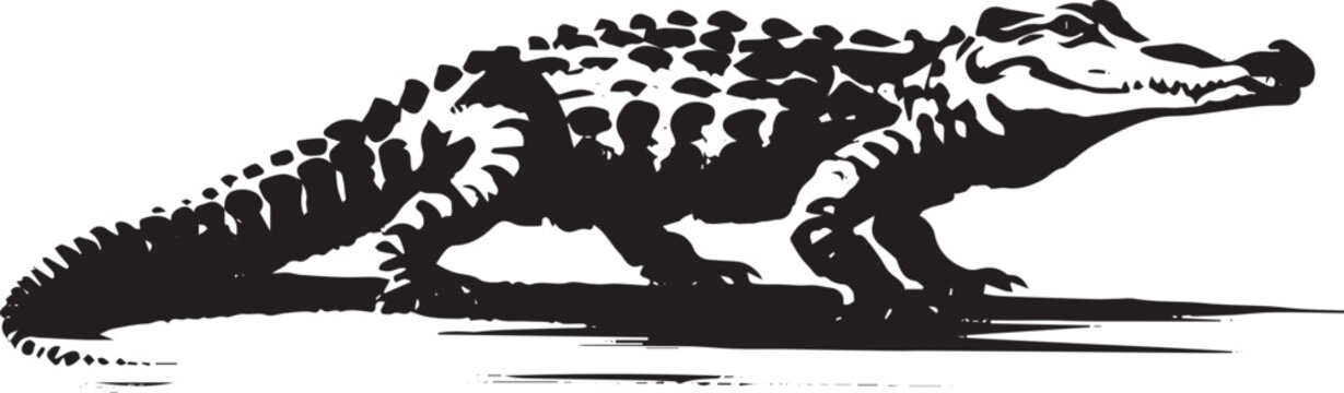 Minimalist Sumi-e Style Crocodile Illustration: Striking Reptili