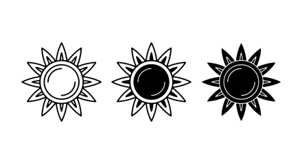 Fototapeta premium Sun Icons, Weather Symbols, Celestial Body Graphics, Summer & Heat Vector Elements