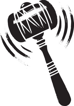 Monochrome illustration of a dynamic toy rattle with motion trai