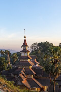 Stupas of Kyaikthanian paya, Mawlamyine, Mon state, Myanmar