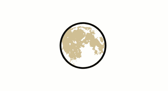 Minimalist golden moon icon with bold black border