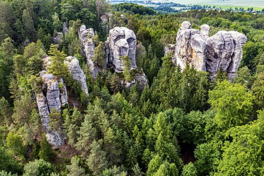 Aerial of Rock town Hruba Skala, Bohemian paradise, Czech Republic