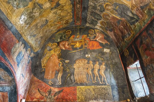 Wall frescoes, Unesco world heritage site, Monastery of Saint John the Theologian, Chora, Patmos, Greece