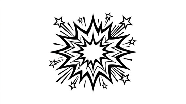 Explosion comic book style graphic element with stars.