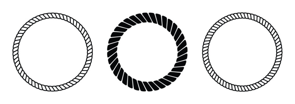 Three circular rope frames, one filled and two outlined